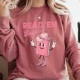 Read 'Em Western Cowgirl Retro Groovy Reading Books Comfort Colors Sweatshirt Orchid Read 'Em Western Cowgirl Retro Groovy Reading Books Comfort Colors Sweatshirt Orchid
