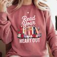 Read Your Heart Out Book Lover Reading Enthusiasts Floral Comfort Colors Sweatshirt Orchid