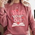 Read Your Heart Out Teacher Valentines Day Reading Book Love Premium Tri-Blend Comfort Colors Sweatshirt Orchid