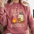Read S'More Books Campfire Reading Book Lovers Camper Comfort Colors Sweatshirt Orchid