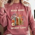 Read More Worry Less Book Lovers Motivational Quote Bookish Comfort Colors Sweatshirt Orchid