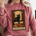 The Reader Cat Book Reading Halloween Tarot Card Comfort Colors Sweatshirt Orchid