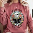 Reader Skeleton Read Books Be Kind Stay Weird Comfort Colors Sweatshirt Orchid