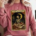 The Reader Tarot Card Book Lover Skeleton Art Goth Style Comfort Colors Sweatshirt Orchid