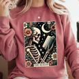 The Reader Tarot Card Skeleton Reading Book Bookworm Bookish Comfort Colors Sweatshirt Orchid