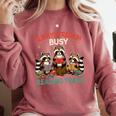 Reading Book Lover Racoon Always Freakin Busy Reading Trash Comfort Colors Sweatshirt Orchid