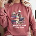 Reading A Book Per Day Keeps Reality Away Skeleton Books Comfort Colors Sweatshirt Orchid Reading A Book Per Day Keeps Reality Away Skeleton Books Comfort Colors Sweatshirt Orchid