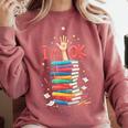 Reading Books Librarian Reader Nerd I'm Ok School Teacher Comfort Colors Sweatshirt Orchid
