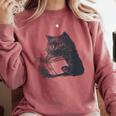 Reading Cat Cat Book Lover Comfort Colors Sweatshirt Orchid