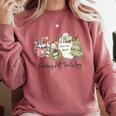 Reading All The Way Christmas Book Lover For Women And Teens Comfort Colors Sweatshirt Orchid