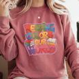 Reading Colors Our World Books Lover Comfort Colors Sweatshirt Orchid Reading Colors Our World Books Lover Comfort Colors Sweatshirt Orchid
