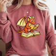 Reading Dragon Book Lover Bookworm Reader Comfort Colors Sweatshirt Orchid