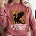 Reading Dragon Easily Distracted By Dragons And Books Comfort Colors Sweatshirt Orchid Reading Dragon Easily Distracted By Dragons And Books Comfort Colors Sweatshirt Orchid