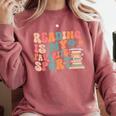 Reading Is My Favorite Sport Retro Groovy Book Lovers Comfort Colors Sweatshirt Orchid
