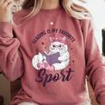 Reading Is My Favorite Sport Saying Cat And Book Lover Comfort Colors Sweatshirt Orchid