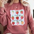 Reading Is My Jam Preppy Stawberry Bookworm Book Lover Nerd Comfort Colors Sweatshirt Orchid