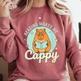 Reading Makes Me Cappy Bookworm Capybara Book Reading Comfort Colors Sweatshirt Orchid