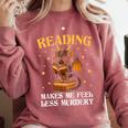 Reading Makes Me Feel Less Murdery Book Dragon Comfort Colors Sweatshirt Orchid
