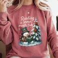 Reading Is Snow Much Fun Christmas Books Snowman Bookworm Comfort Colors Sweatshirt Orchid Reading Is Snow Much Fun Christmas Books Snowman Bookworm Comfort Colors Sweatshirt Orchid