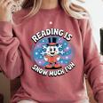 Reading Is Snow Much Fun Snowflake Book Lovers Winter Theme Premium Tri-Blend Comfort Colors Sweatshirt Orchid