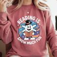 Reading Is Snow Much Fun Snowflake Top Hat Book Fan Winter Comfort Colors Sweatshirt Orchid Reading Is Snow Much Fun Snowflake Top Hat Book Fan Winter Comfort Colors Sweatshirt Orchid