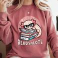 Readsalotl Axolotl Reading Books Glasses Bookworm Pun Fun Comfort Colors Sweatshirt Orchid