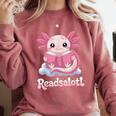 Readsalotl Axolotl Reading Cute Book Lover Bookworm Comfort Colors Sweatshirt Orchid