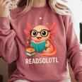 Readsolotl Kawaii Axolotl Reading Book Lover Comfort Colors Sweatshirt Orchid