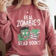 Real Zombies Read Books Zombie Comfort Colors Sweatshirt Orchid