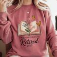 Retired 2025 A New Chapter Begins Retirement Teacher Book Comfort Colors Sweatshirt Orchid Retired 2025 A New Chapter Begins Retirement Teacher Book Comfort Colors Sweatshirt Orchid