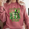 Retro Book Lucky Reading Teacher St Patrick's Day -Adults Small Cotton Blend Polyester Blend Short Sleeve Comfort Colors Sweatshirt Orchid