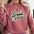 Retro Book Worm Reading For Book Lovers Comfort Colors Sweatshirt Orchid Retro Book Worm Reading For Book Lovers Comfort Colors Sweatshirt Orchid