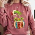 Retro Christmas Ornament Book Christmas Teacher Librarian Comfort Colors Sweatshirt Orchid