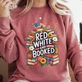 Retro Floral Red & Booked Library Reading 4th Of July Comfort Colors Sweatshirt Orchid
