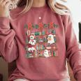 Retro Ghost Reading Book Teacher Librarian Bookish Christmas Comfort Colors Sweatshirt Orchid