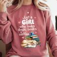 Retro Just A Girl Who Love Dogs Books And Coffee Bookworm Comfort Colors Sweatshirt Orchid