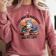 Retro I Just Want To Read Books And Pet Cats Cat Comfort Colors Sweatshirt Orchid