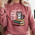 Retro I Just Want To Read Books And Pet Cats Cat For Men Women Kids Comfort Colors Sweatshirt Orchid Retro I Just Want To Read Books And Pet Cats Cat For Men Women Kids Comfort Colors Sweatshirt Orchid