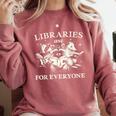 Retro Libraries Are For Everyone Racoon Reading Book Lover Comfort Colors Sweatshirt Orchid