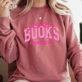 Retro Pink Coquette Bow Valentine Book Lover Varsity Comfort Colors Sweatshirt Orchid Retro Pink Coquette Bow Valentine Book Lover Varsity Comfort Colors Sweatshirt Orchid