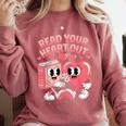 Retro Read Your Heart Out Valentine's Day Teacher Book Lover Comfort Colors Sweatshirt Orchid Retro Read Your Heart Out Valentine's Day Teacher Book Lover Comfort Colors Sweatshirt Orchid