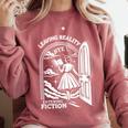 Retro Trendy Bookish Book Lover Reading Quotes Leaving Reality Entering Fiction -Adults Small Short Sleeve T-Shirt Comfort Colors Sweatshirt Orchid Retro Trendy Bookish Book Lover Reading Quotes Leaving Reality Entering Fiction -Adults Small Short Sleeve T-Shirt Comfort Colors Sweatshirt Orchid