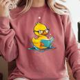 Rubber Duck Reading Book Reader Books Rubber Duckie Comfort Colors Sweatshirt Orchid