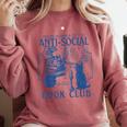 Sarcastic Anti Social Book Club Cat Skull Book Lover Comfort Colors Sweatshirt Orchid