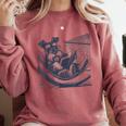 Schnauzer Hammock Reading Book Schnauzer Glasses Comfort Colors Sweatshirt Orchid