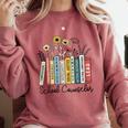 School Counselor Wildflower Book School Counseling Life Comfort Colors Sweatshirt Orchid