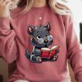 Scottish Terrier Reading a Book Dog Comfort Colors Sweatshirt Orchid