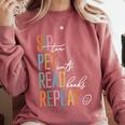 Sip Tea Pet Cats Read Books Repeat Book Cat Lover Comfort Colors Sweatshirt Orchid