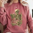 Skeleton Book Floral Skull Halloween Teacher Costume Comfort Colors Sweatshirt Orchid