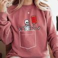 Skeleton Books Read Book Reading Librarian Across America Comfort Colors Sweatshirt Orchid